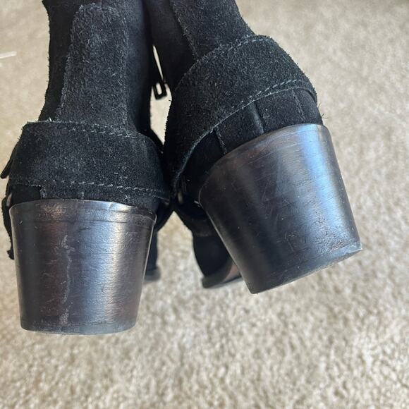 AllSaints | Suede Quentin Harness Black Ankle Boots - Picture 8 of 14